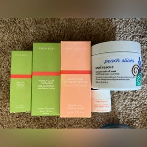 Peach & Lily cleanser, essence, serum, cream, mask